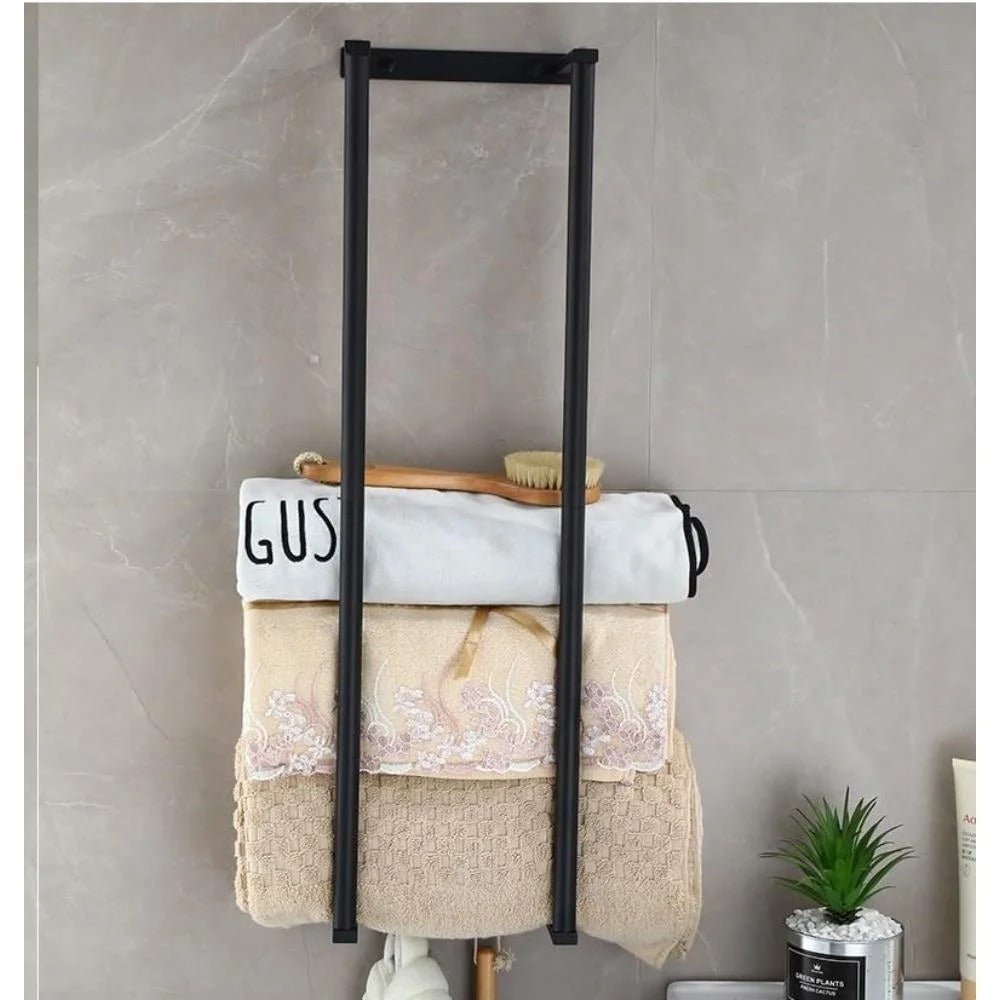 rangement serviette noir bain