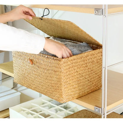 panier osier couvercle ouvert 